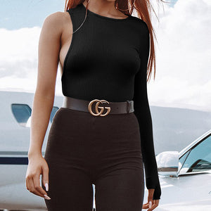 Forefair One Shoulder O Neck Long Sleeve Bodysuit - EvoltOne