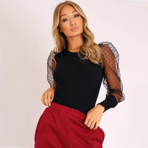 New Lace Puff Sleeve Women's Bodysuit Autumn - EvoltOne