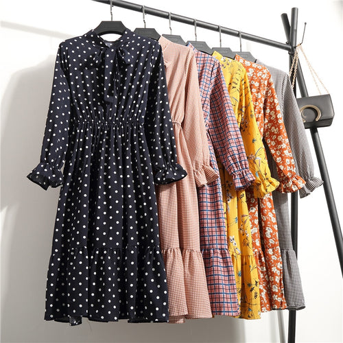 Casual Chiffon Shirt Dress Office Plaid - EvoltOne