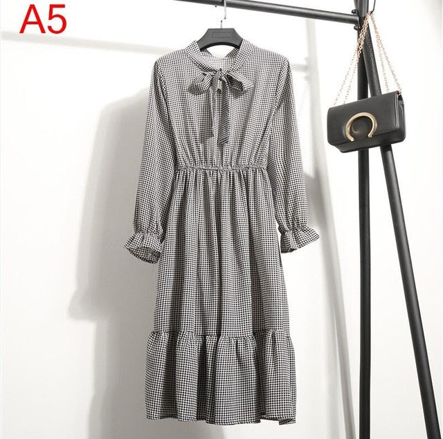 Casual Chiffon Shirt Dress Office Plaid - EvoltOne