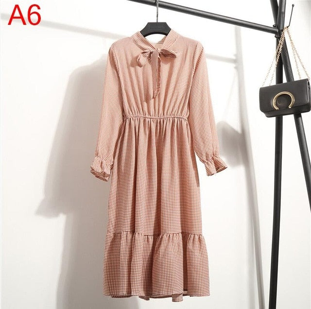 Casual Chiffon Shirt Dress Office Plaid - EvoltOne
