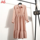 Casual Chiffon Shirt Dress Office Plaid - EvoltOne