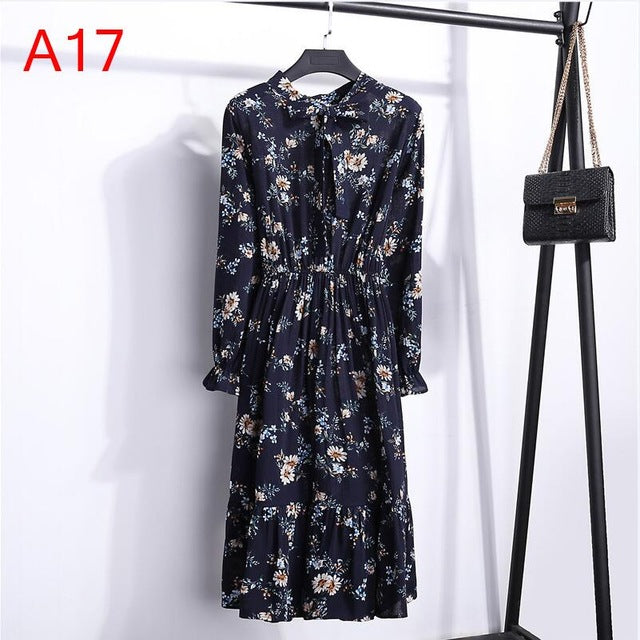 Casual Chiffon Shirt Dress Office Plaid - EvoltOne