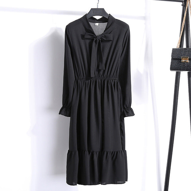 Casual Chiffon Shirt Dress Office Plaid - EvoltOne