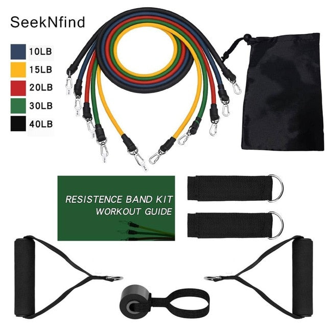 17 pcs Yoga Band Tube Resistance Bands Set Fitness Elastic Rubber Band Training Workout Expander Pull Rope Gym Fitness Equipment - EvoltOne