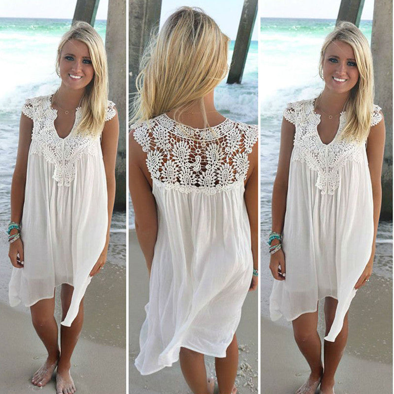 Lace Patchwork Dress Summer Beach Vacation - EvoltOne