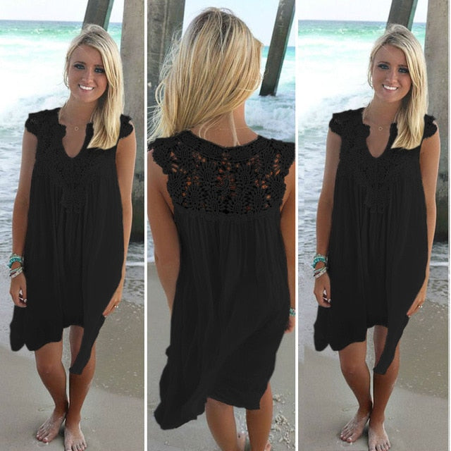 Lace Patchwork Dress Summer Beach Vacation - EvoltOne