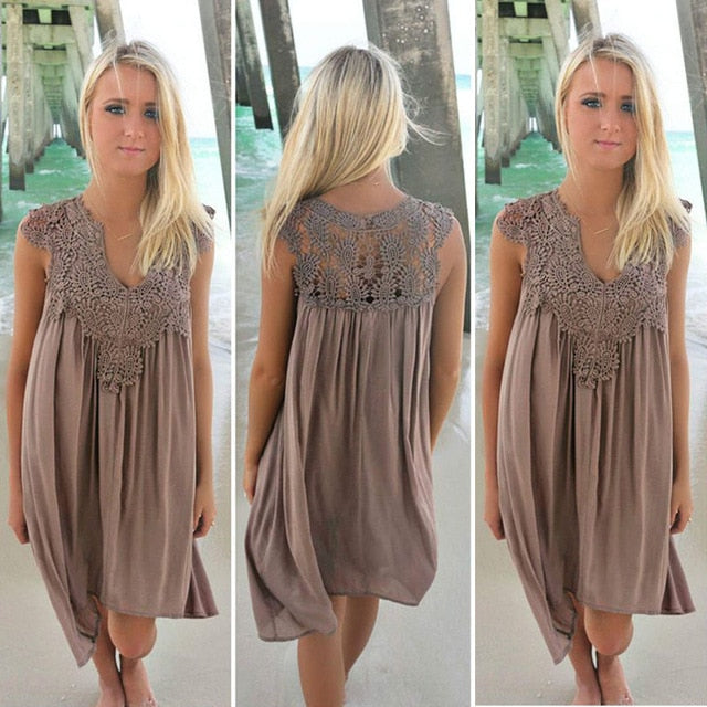 Lace Patchwork Dress Summer Beach Vacation - EvoltOne