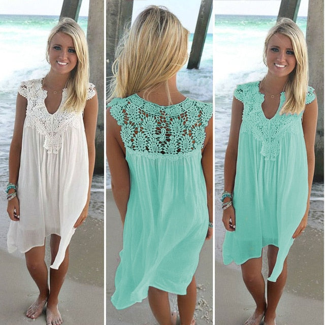 Lace Patchwork Dress Summer Beach Vacation - EvoltOne