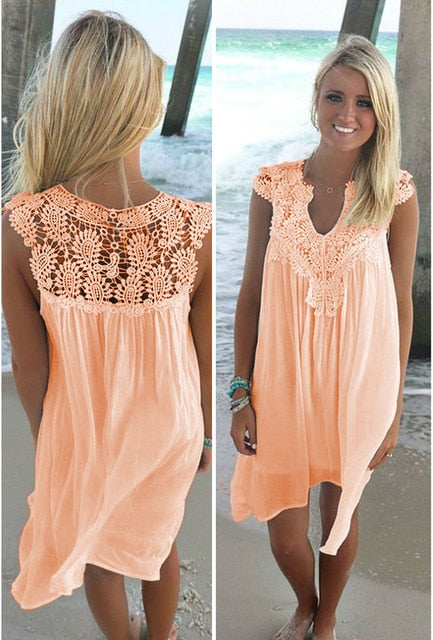 Lace Patchwork Dress Summer Beach Vacation - EvoltOne