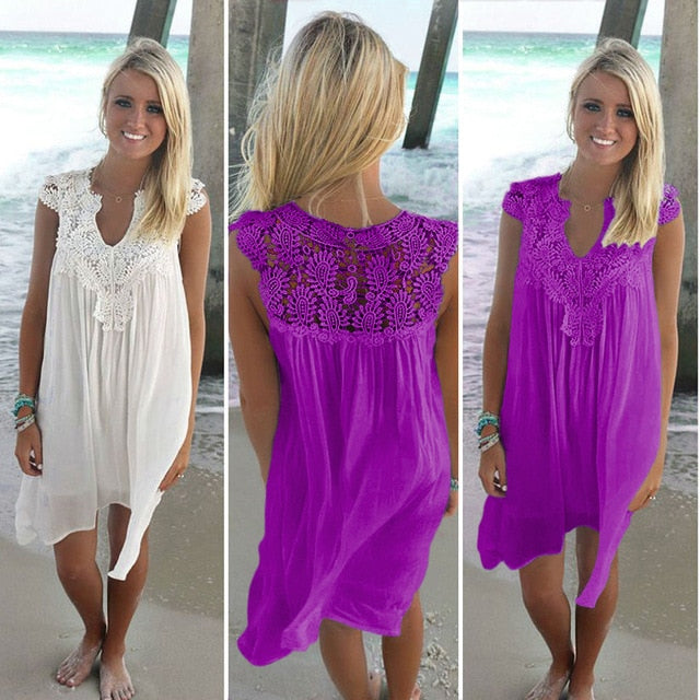 Lace Patchwork Dress Summer Beach Vacation - EvoltOne