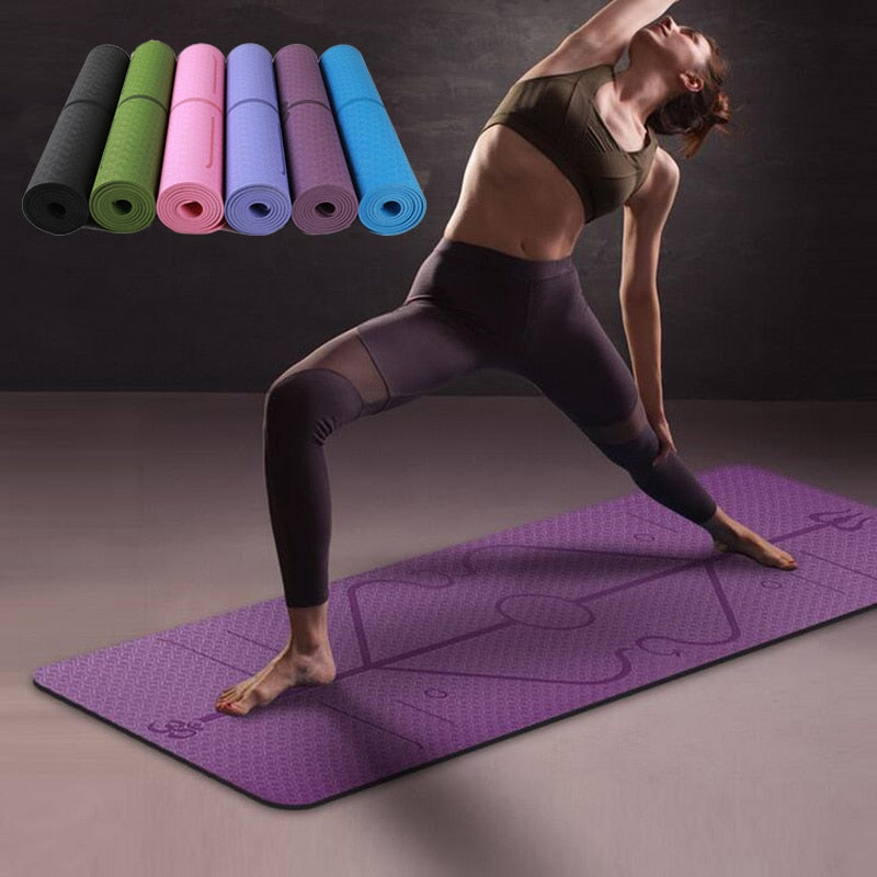 1830*610*6mm TPE Yoga Mat with Position Line Non Slip Carpet Mat For Beginner Environmental Fitness Gymnastics Mats - EvoltOne