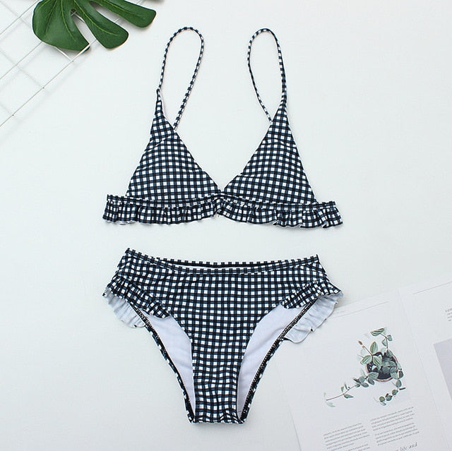 Plaid Sexy Women Bikini Set 2019 New Push Up - EvoltOne