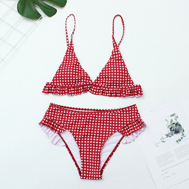 Plaid Sexy Women Bikini Set 2019 New Push Up - EvoltOne